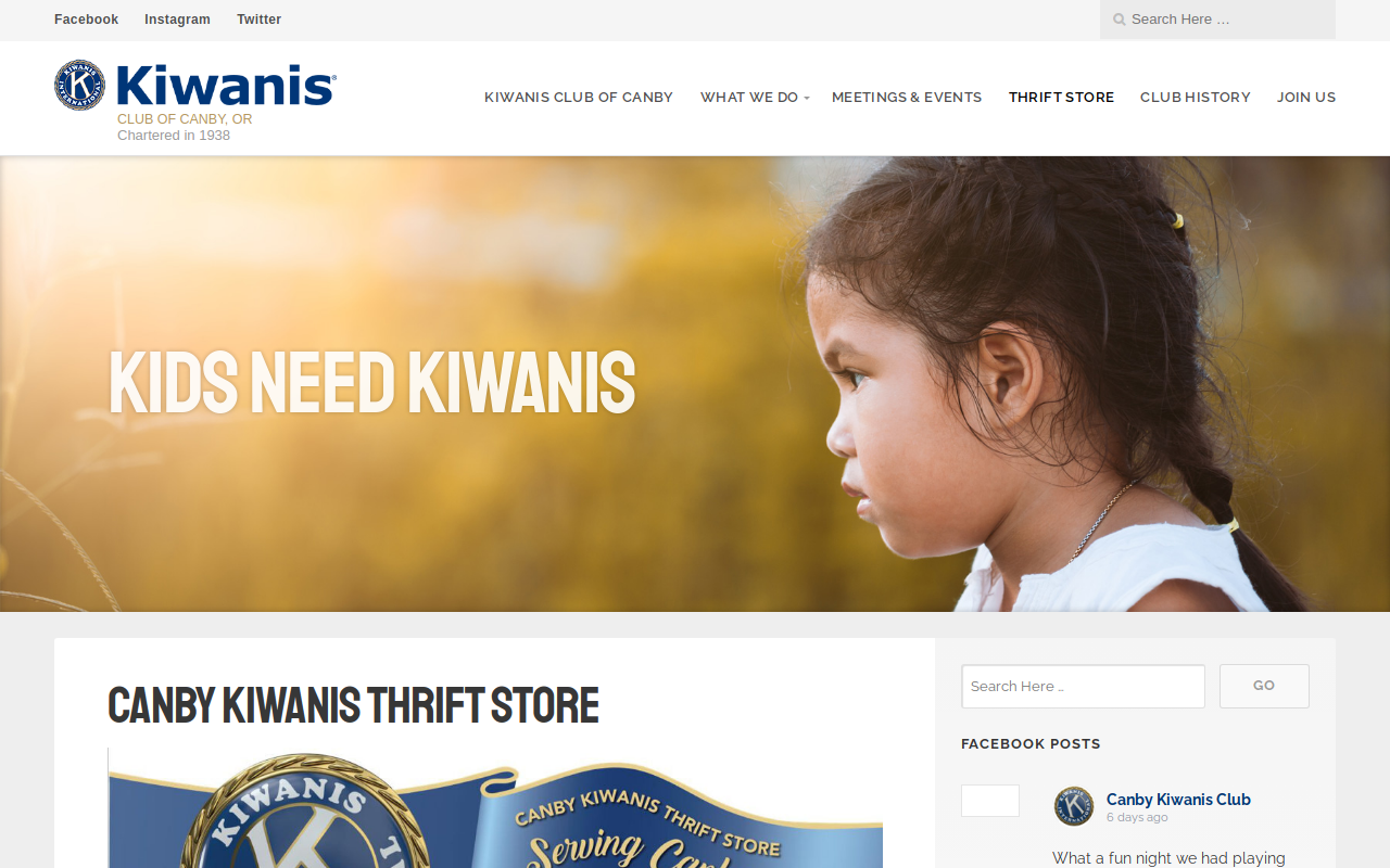 Canby Kiwanis Thrift Shop website preview