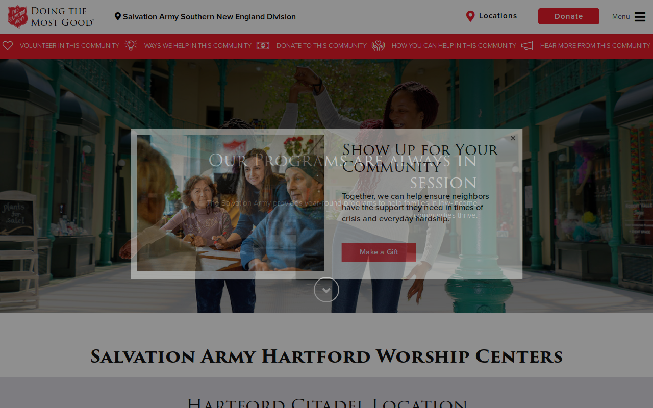 The Salvation Army website preview