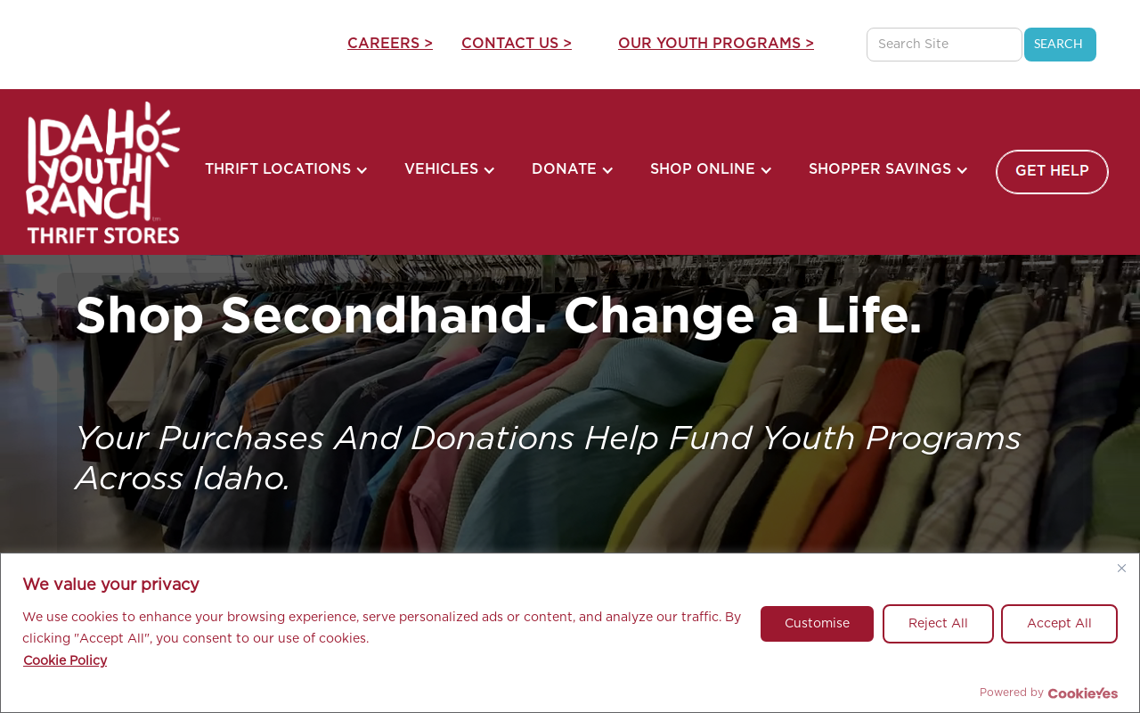 Idaho Youth Ranch Thrift Store website preview